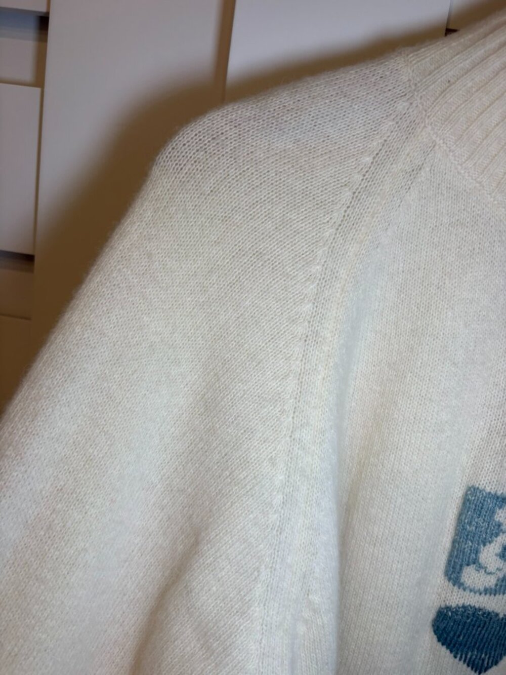 Vintage Made in Italy Wool Angora Bunny Heart Mock Neck Cottagecore Sweater S - Picture 7 of 13